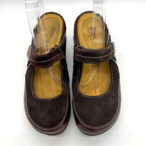 Bass Slip-On Clogs Melrose 7M Brown Leather Suede Adjustable